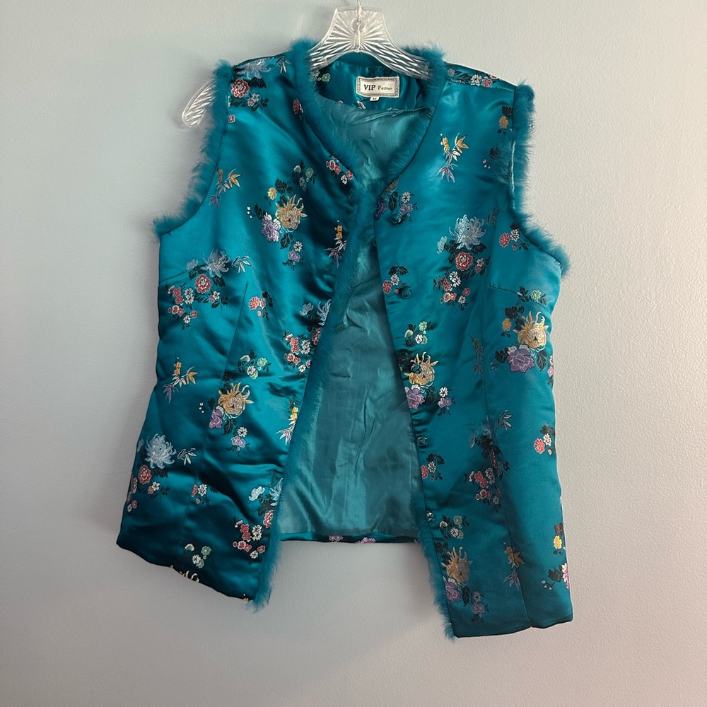 VIP Teal Floral Vest